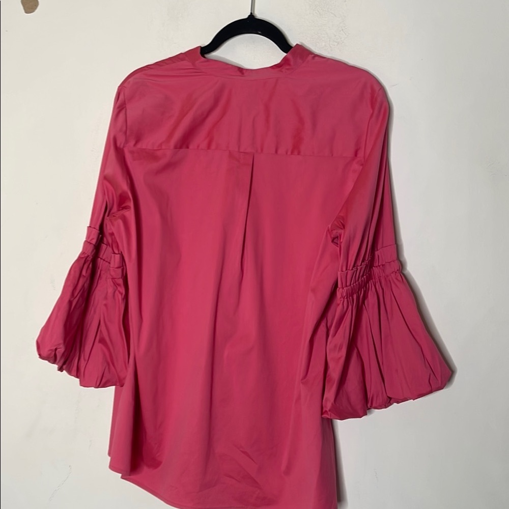 Chico's Rose Pink V-Neck Bell Sleeve Blouse - Picture 3 of 4